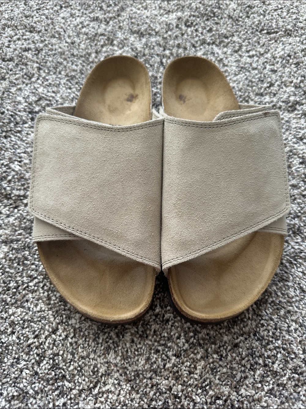 Birkenstock Men's Suede Slide Sandals in Light Taupe